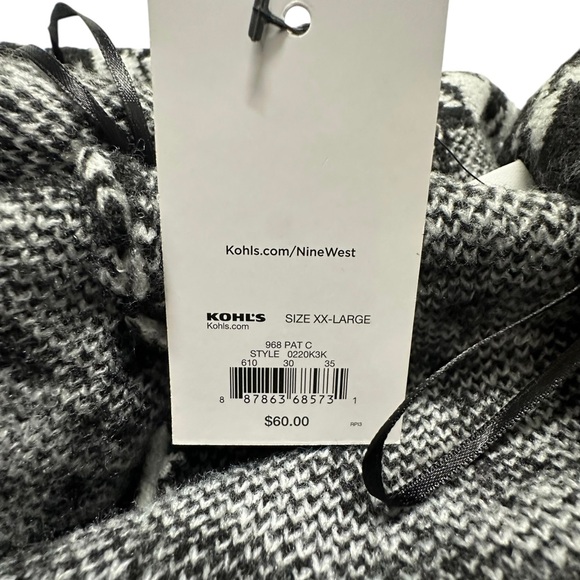 NWT Nine West Black & White Houndstooth Open-Front Cardigan Duster Sweater XXL - Picture 8 of 9